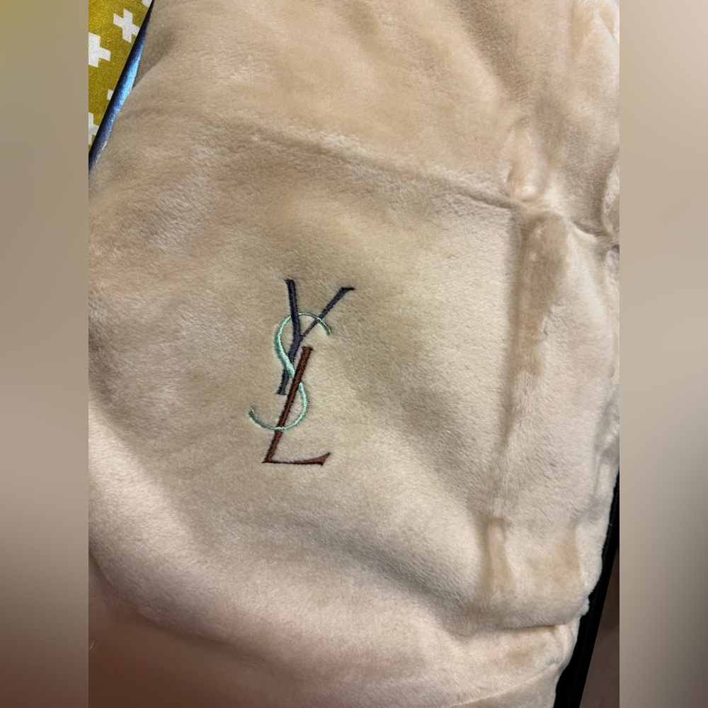 YSL Embroidered Logo Cosy Fleece Blanket